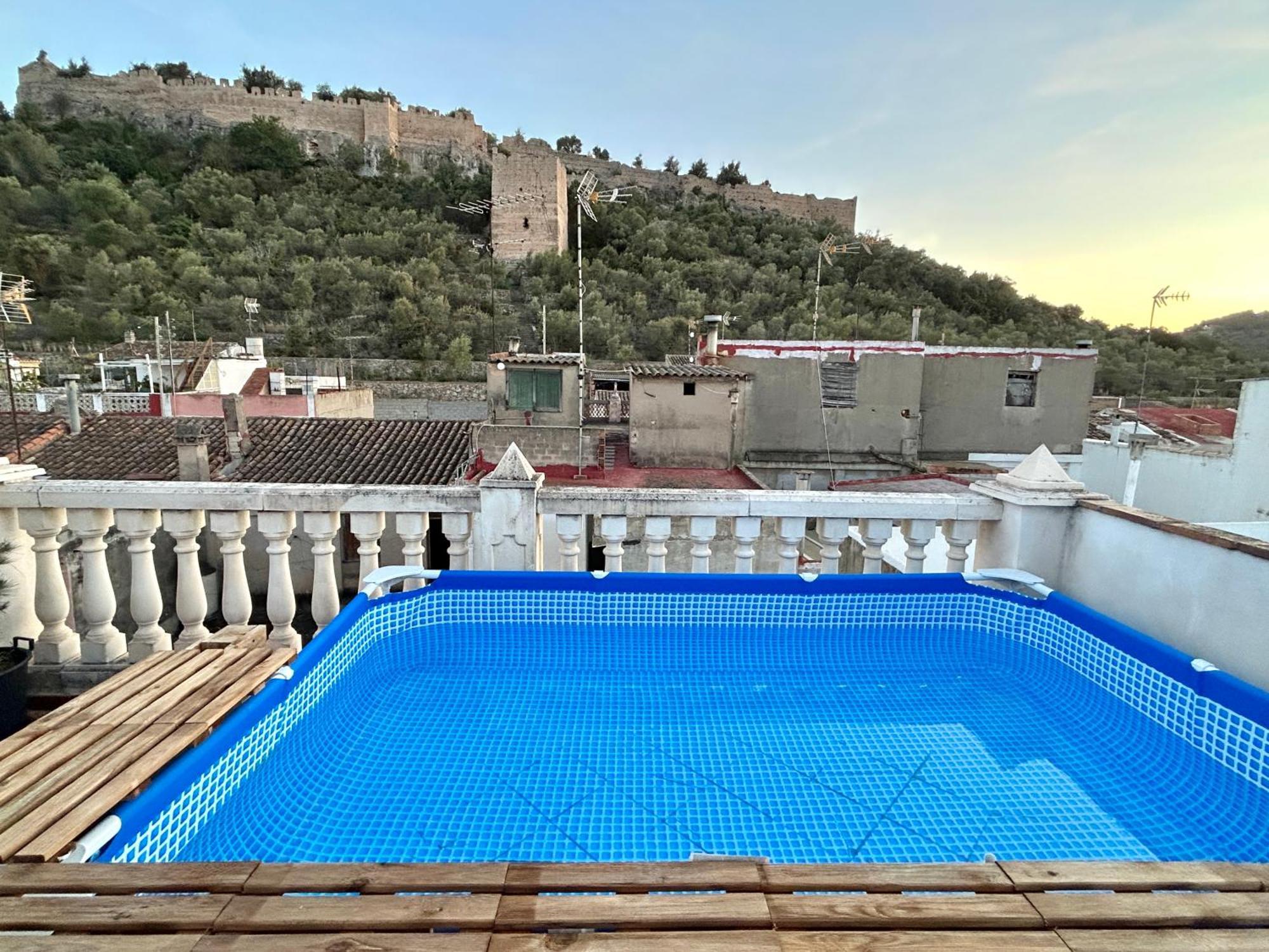 Casa Con Jacuzzi Y Piscina Con Vistas Al Castillo Corbera de Alcira Bagian luar foto