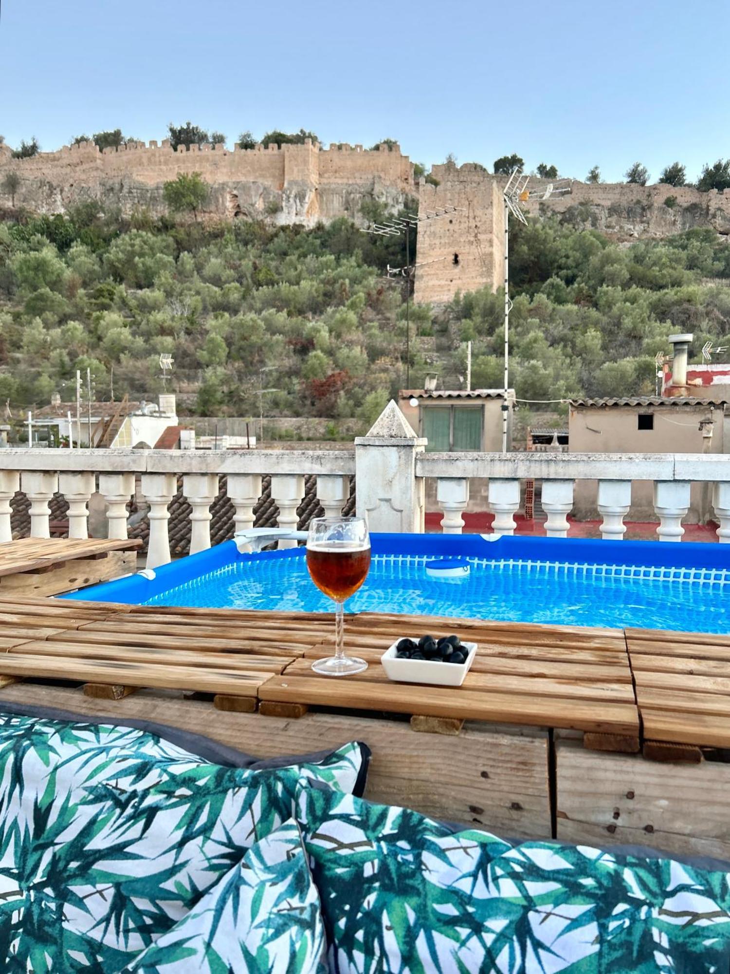 Casa Con Jacuzzi Y Piscina Con Vistas Al Castillo Corbera de Alcira Bagian luar foto